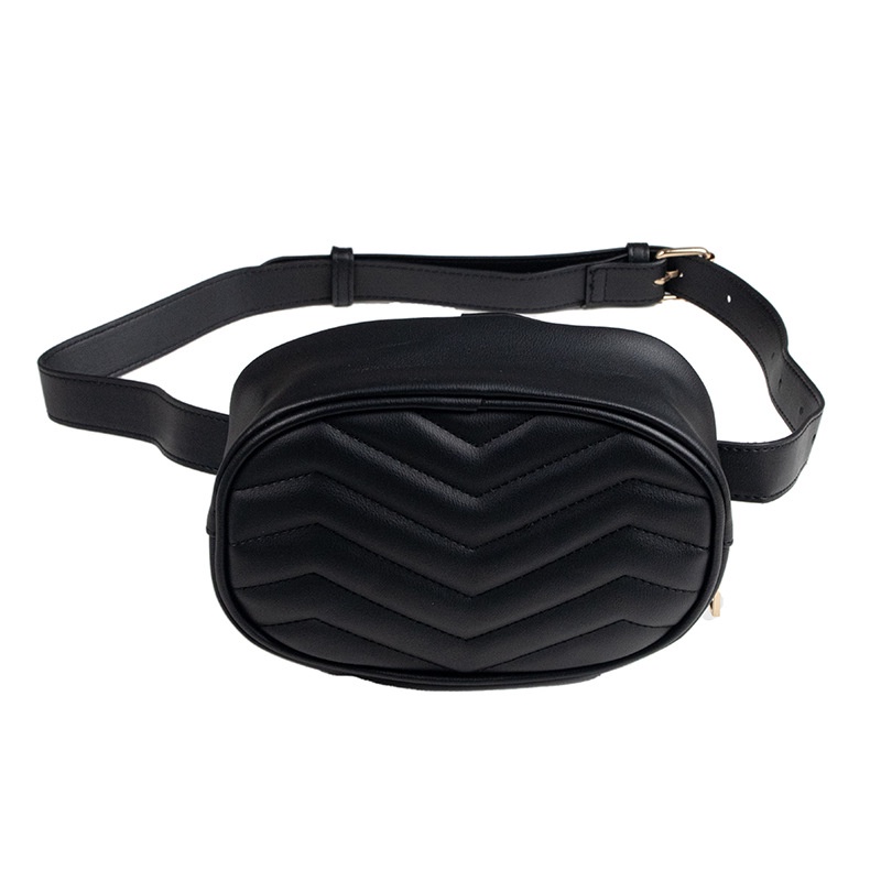 Fashion Ladies Waist Bag Black Leather Waist Bag Waterproof Belt Bag  Fashion Waist Bag Suitable for Party Travel