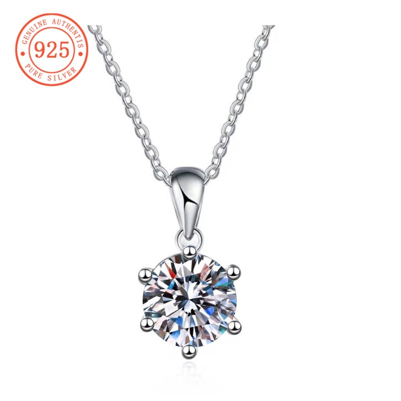 Diamond Pendant Elegant Silver Necklace SHEFULI S925 Silver