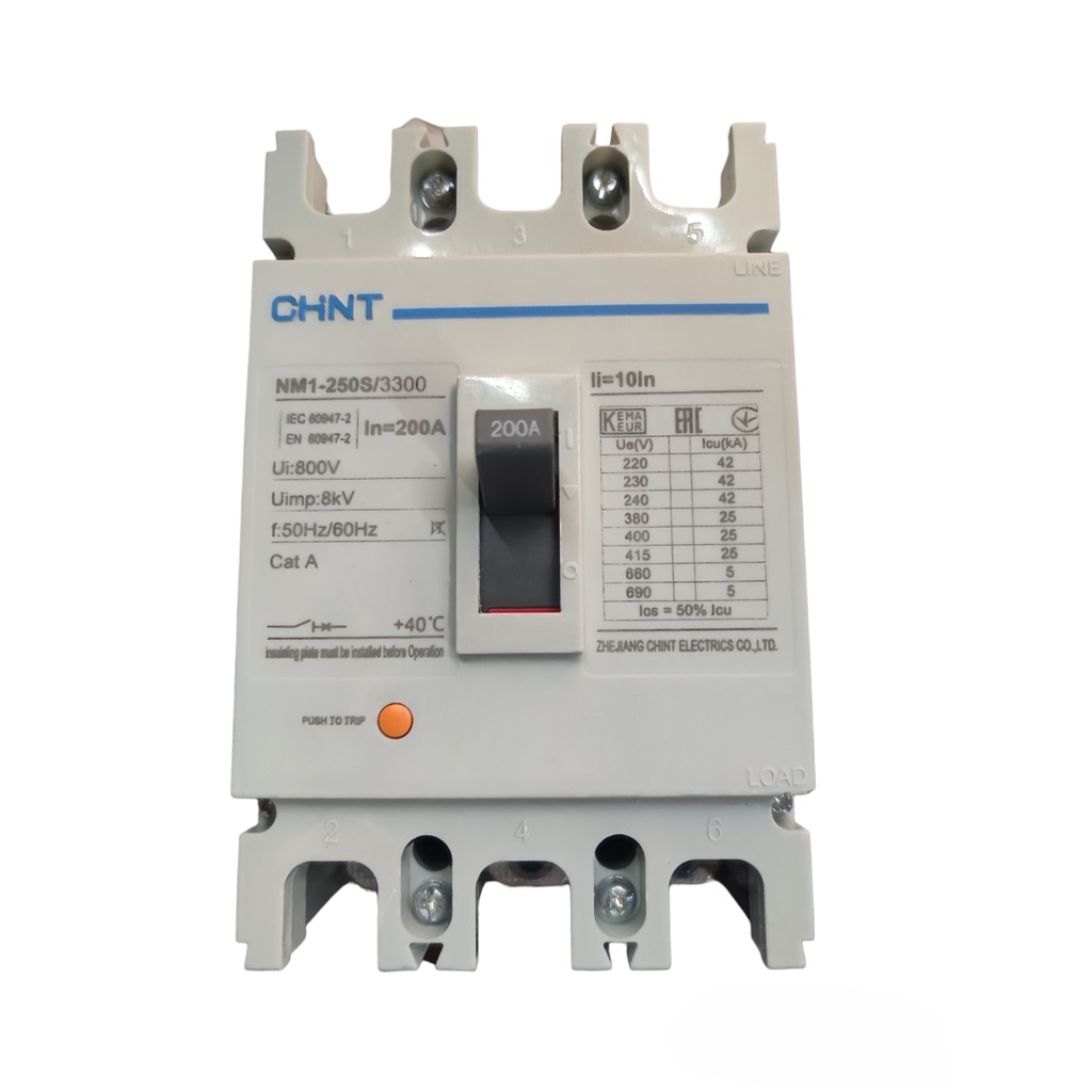 CHINT 200A 3 Pole 250AF Industrial Circuit Breaker 42KAIC 220V - NM1 ...