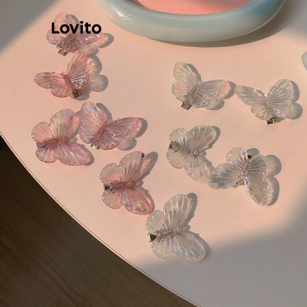 Lovito Women Casual Butterfly Hair Clips Lna White Pink Shopee Philippines