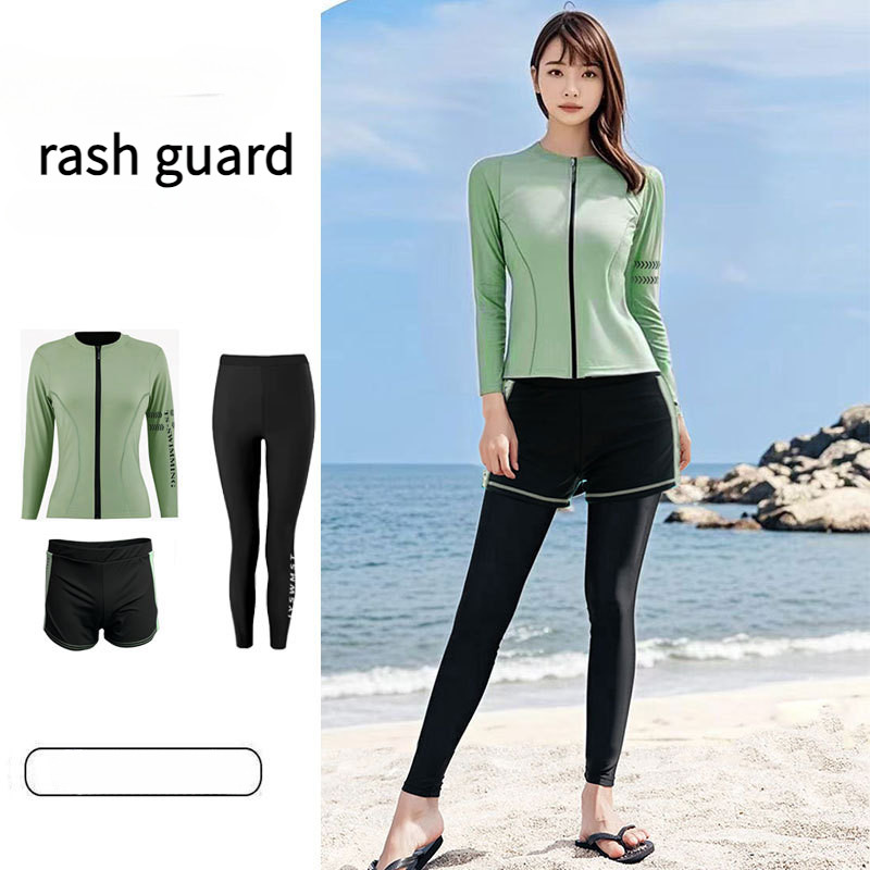 Women's rash guard Three-Piece Swimsuit 2025 New Conservative Long ...