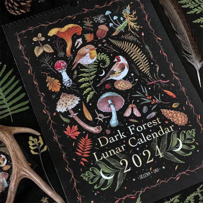guyumao 2024 Dark Forest Calendar Creative Illustrated Wall Lunar