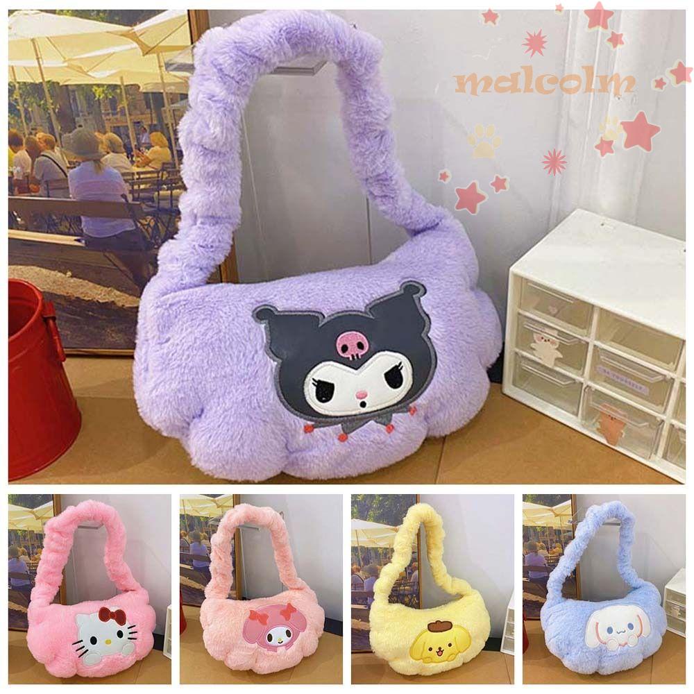 MALCOLM Plush Kuromi Shoulder Bag, Cinnamoroll Kitty Cat Melody Tote ...