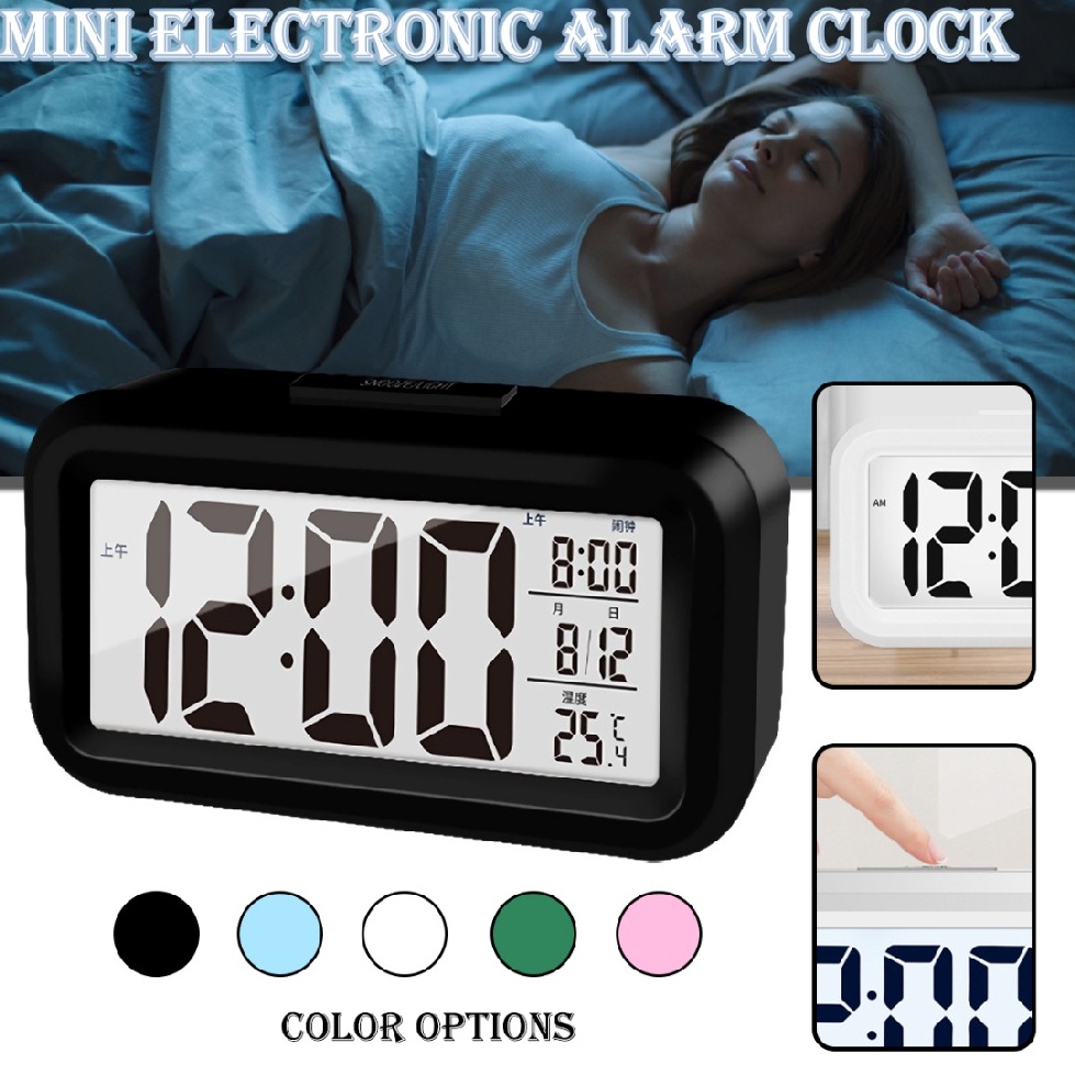 Electronic Digital Snooze LED Alarm Clock Backlight Time Calendar LCD