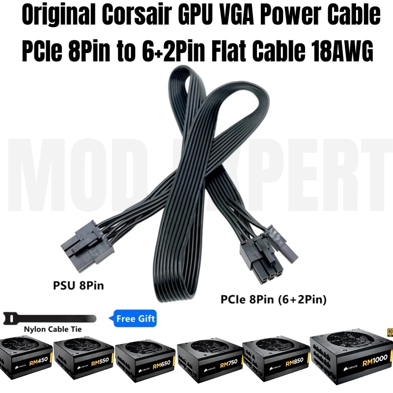 Original New PCIe 8Pin to 6+2Pin VGA GPU Power Cable for CORSAIR RM450 ...