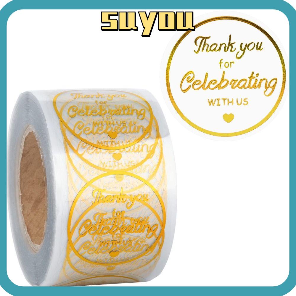 SUYO Stickers, Thank You for Celebrating with us Gold Foil Label ...