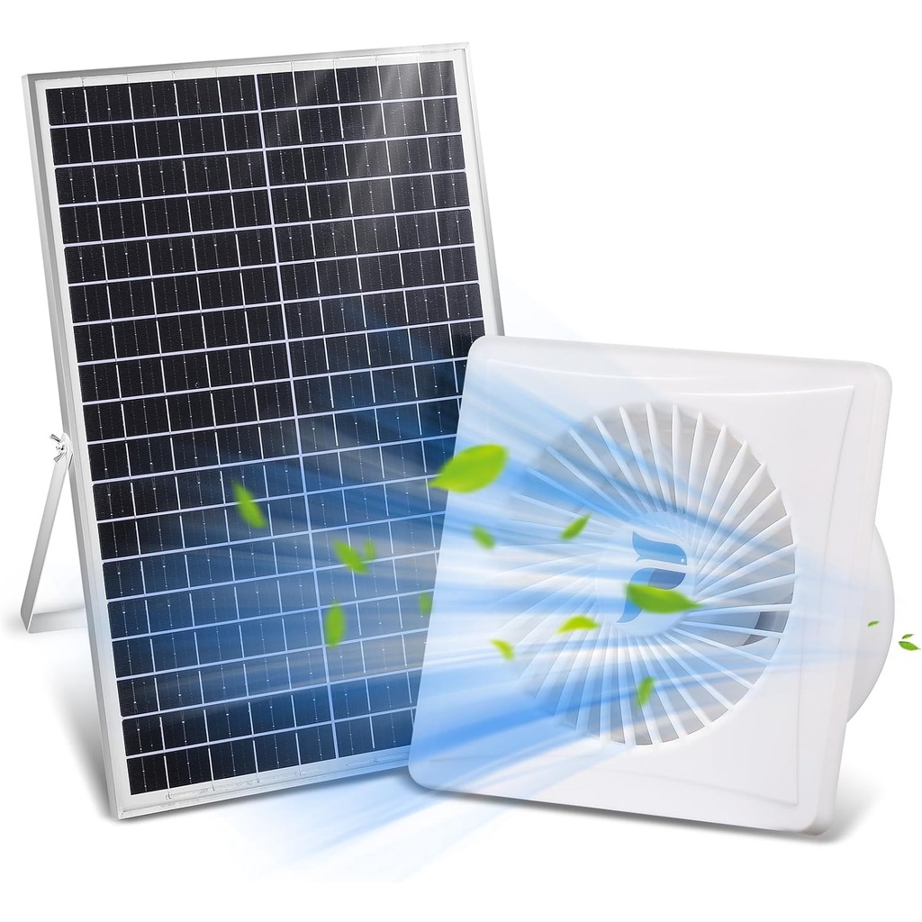 Solar Powered Exhaust Fan, 20W Solar Panel +6'' Fan with Shutter and