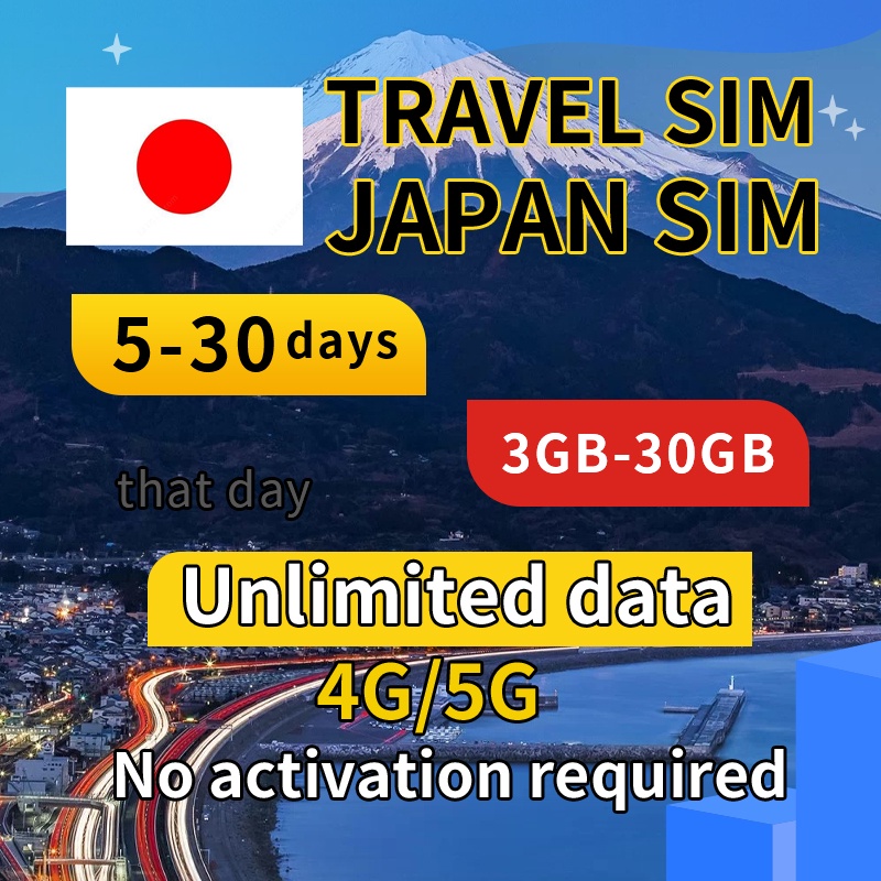 JAPAN Travel SIM(5-30days Unlimited Data) Total Data 3-30GB 4G/5G ...