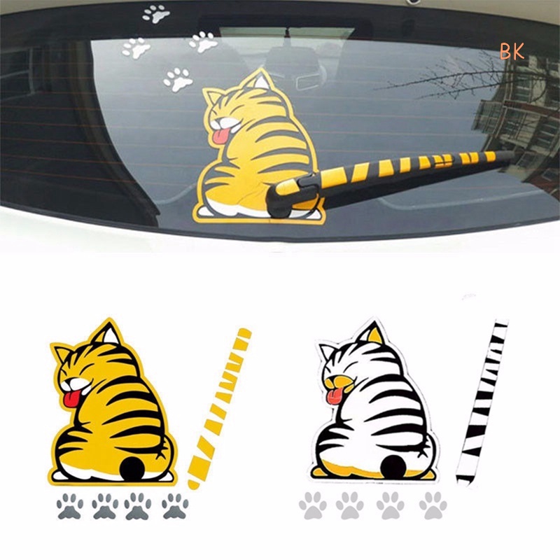 BK Creative Cat Moving Tail Paws Reflective Car Stickers Windshield ...