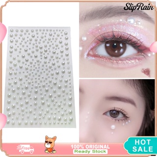 7 Sheets White Pearl Eyes Face 3D Self Adhesive Nail Rhinestones Temporary  Tattoo Flat Back Bling Gems Jewels Stickers for Makeup Face Eye Hair DIY