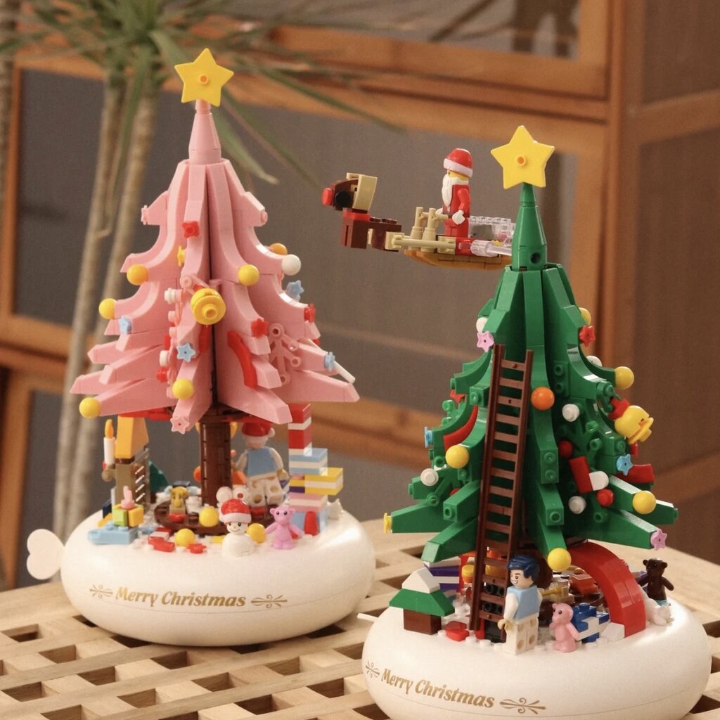 Jnihouse: Christmas tree Building Blocks Rotating Music Box (Christmas ...
