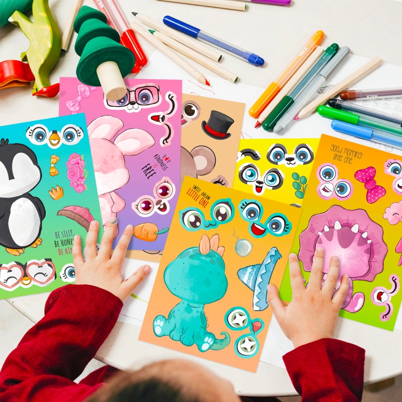 Make a Face Sticker for Kids 6pcs Activity Set Cute Animal Stickers DIY ...