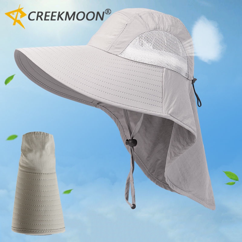 Summer Sun Protection Fishing Hat Summer Breathable Camping Hiking Caps  Anti-UV Sun Hat With Neck Cover Caps Men's Panama Hat