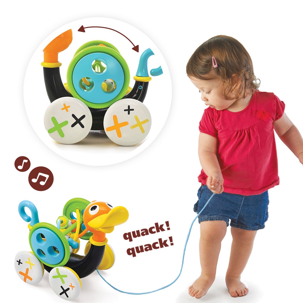 Push Pull Along Toy Yookidoo Whistling Duck for Kids and Toddlers