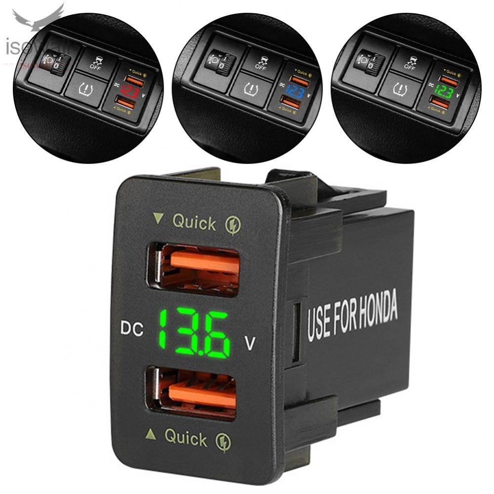 Dual USB QC Car Socket Charger For Toyota 1224V Voltmeter LED Adapter
