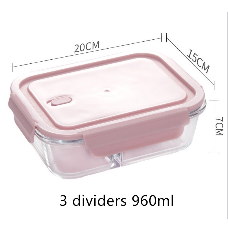 Glass Lunch Box Leak Proof Microwave Safe Lunch Bento Box With Lid 2/3 ...