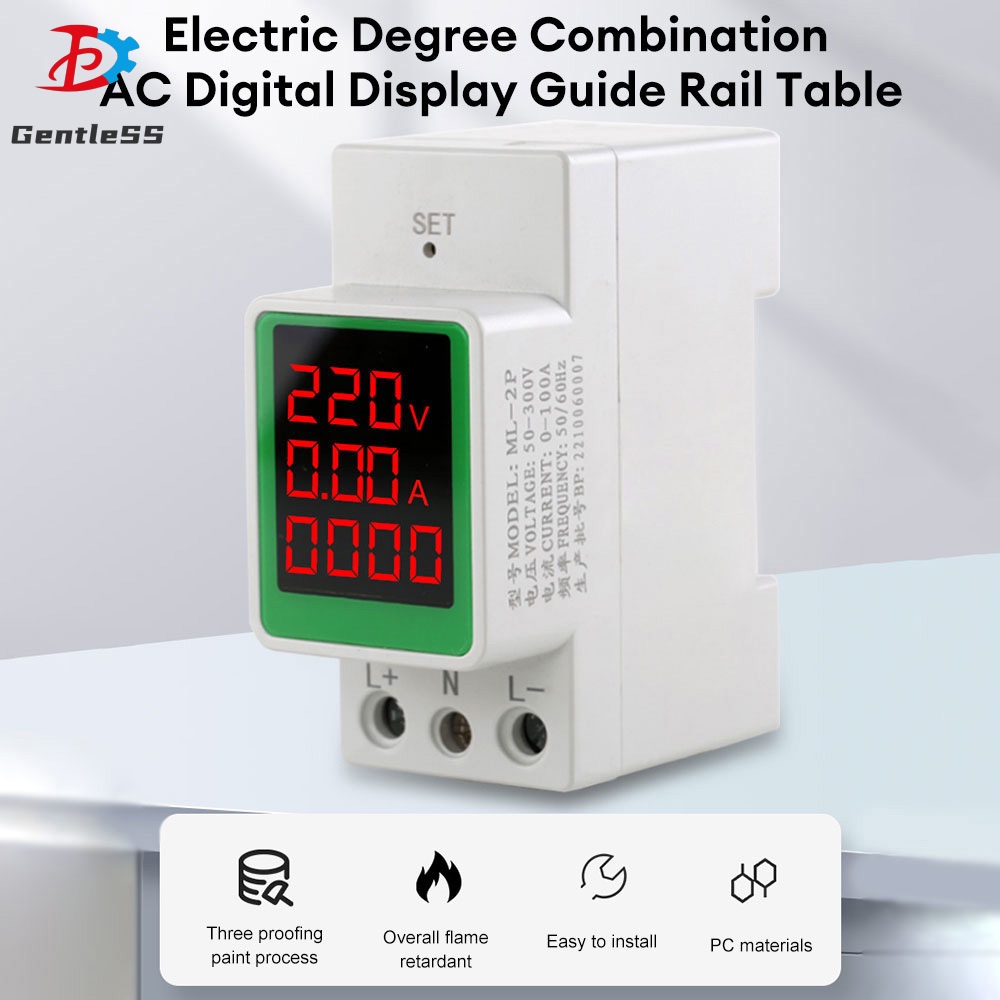 Single Phase Energy Meter Din Rail Electricity Usage Monitor Ac V A Voltmeter Ammeter