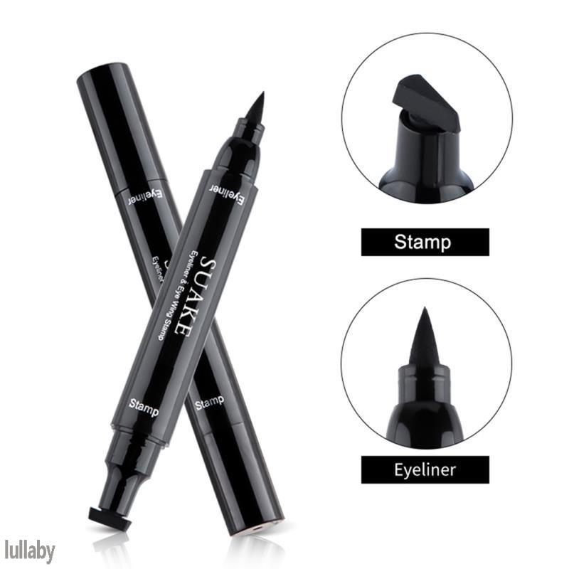 2 In1 Stamp Liquid Eyeliner Pencil Water Proof Fast Dry Double Ended Black Seal Eye Liner Pen 