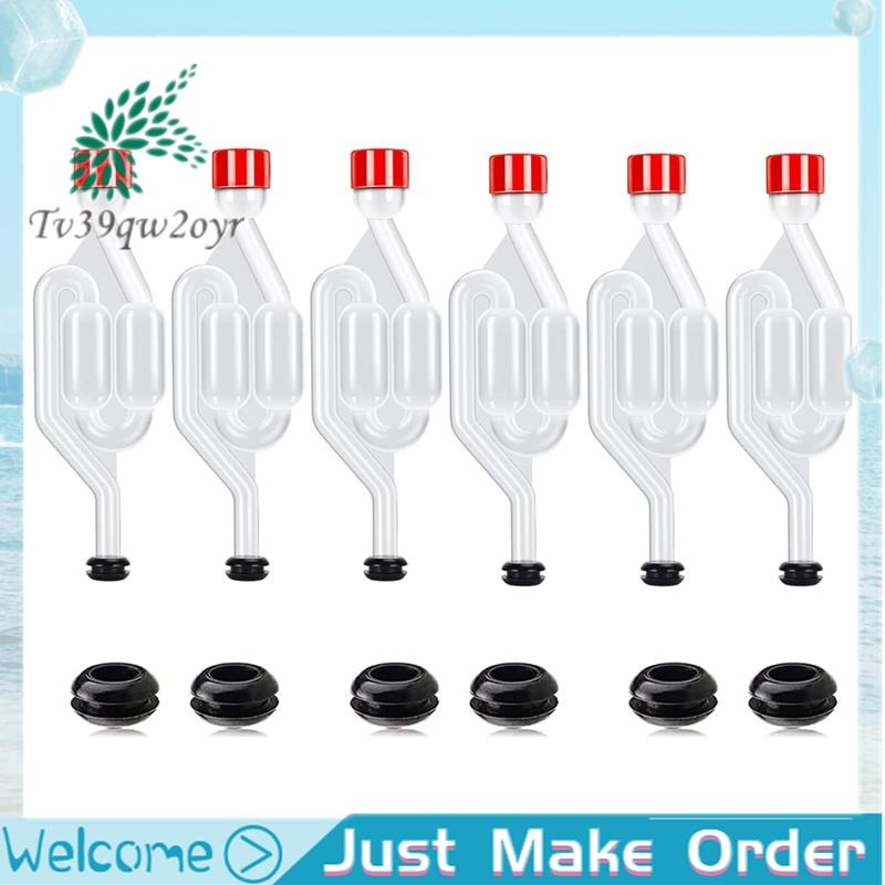 【Tv39qw2oyr】Brew Airlock Kit Plastic Wine Airlock Check Valves 6