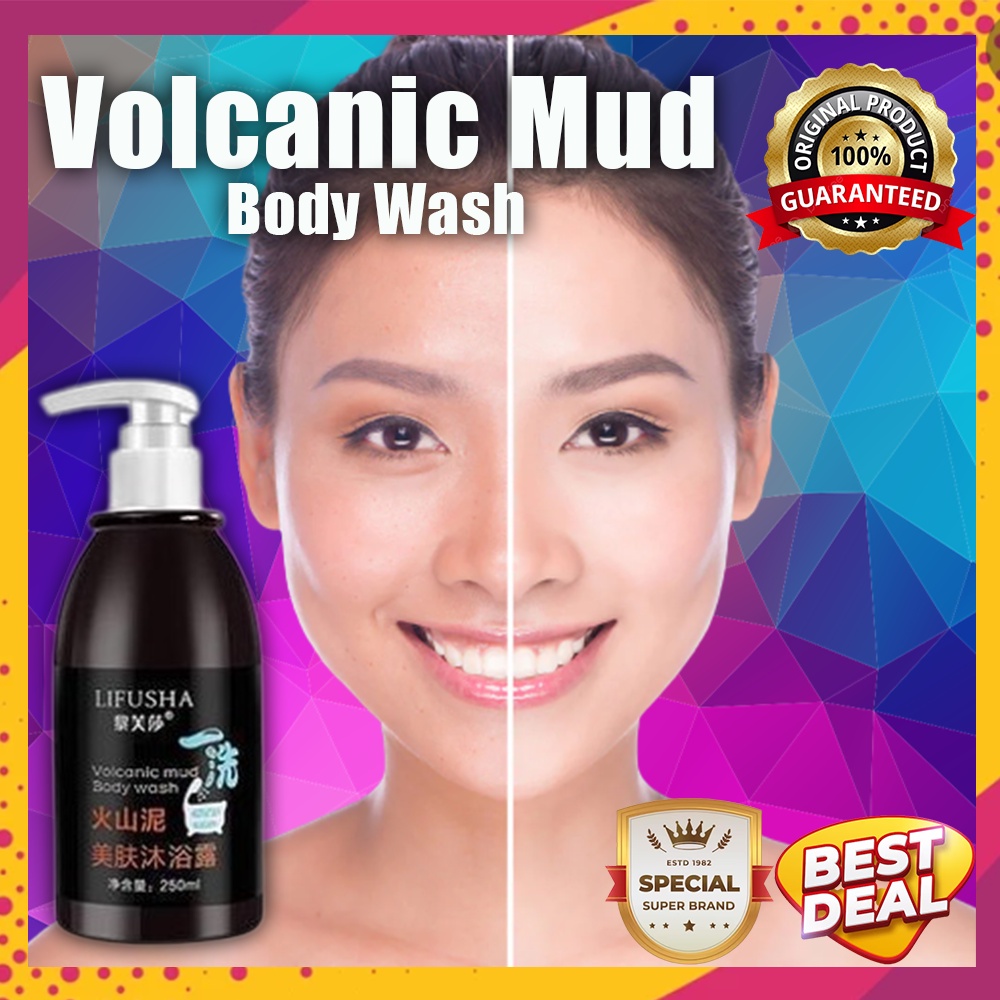 AH l 250ML Volcanic Mud Body Wash Whitening Shower Gel Exfoliate