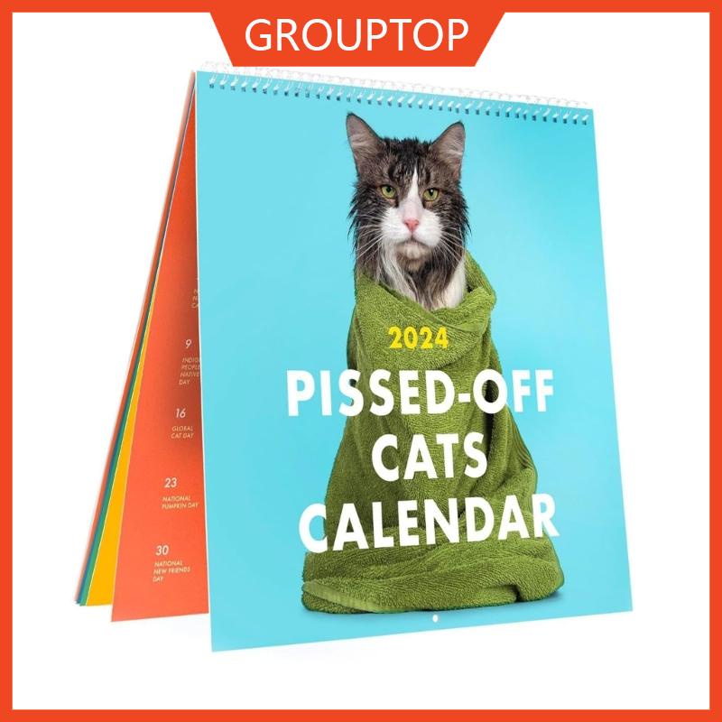 GROUP 2024 Desk Cats Calendar Study Environment Block Lunar Countdowns ...