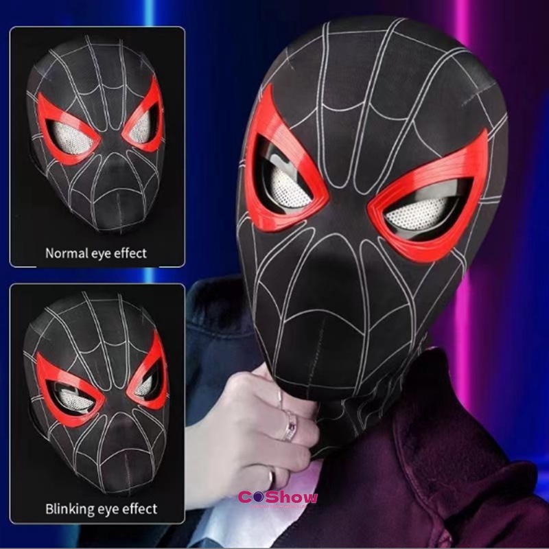 Upgraded Miles Morales Spiderman Mask Moving Arachno Chin Control Eyes