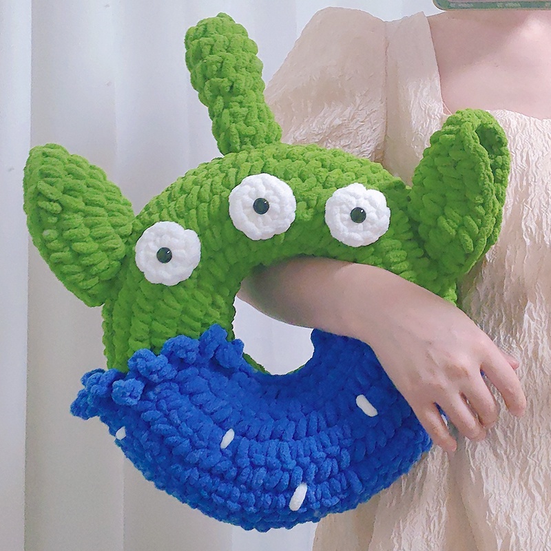 Diy Knitting Doll Donut Pillow Bear Cinnamon Dog Sofa Pillow Crochet Yarn Homemade Material