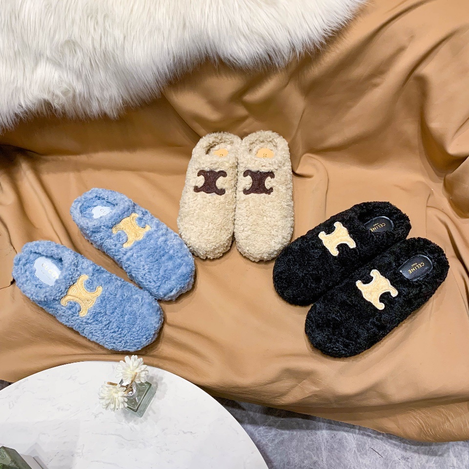 Celine discount fur slippers