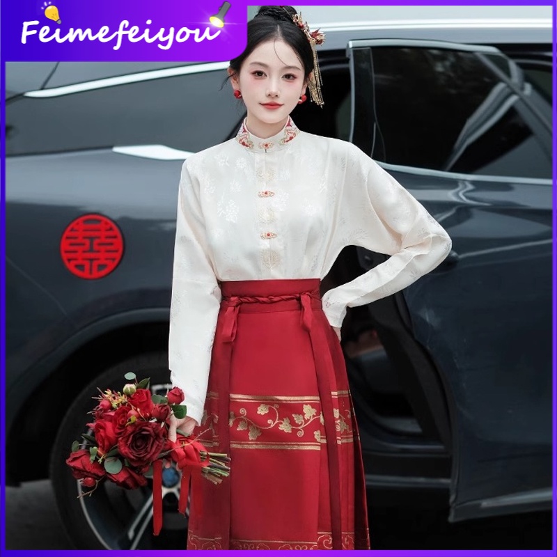 Mandarin-Collar Shirt with Textured Metallic Mini Skirt