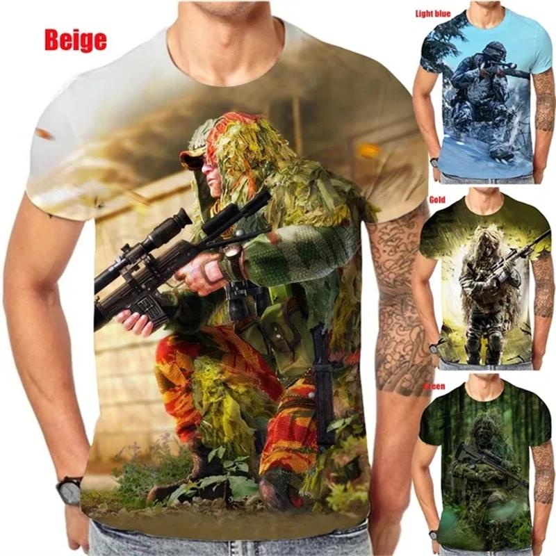 Fashion Men New Short Sleeve Printed American Shooter Scout Sniper Tee ...