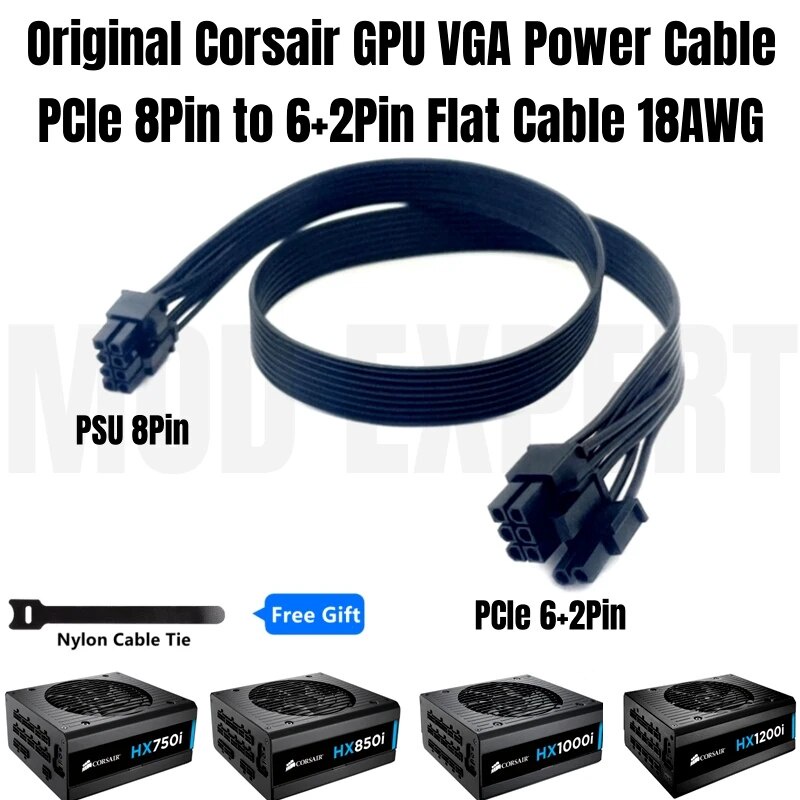 CORSAIR Original PCIe 8Pin to Single 8Pin 6+2P VGA GPU Power Cable for ...