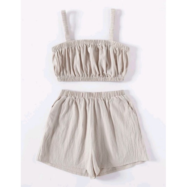 ♟Ruched Top and Shorts Set Terno Coords-Fits Small to Large | Shopee ...