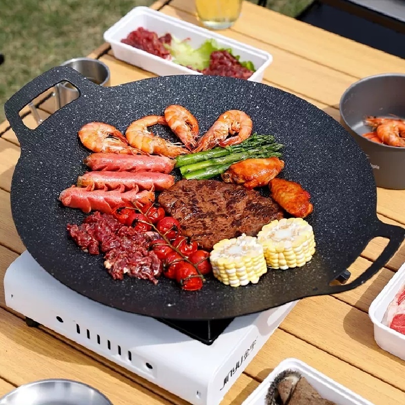 Korean Grill Samgyupsal Grill Plate Nonstick Cooker Barbecue BBQ Portable Stone Cooking Iron Pan Shopee Philippines