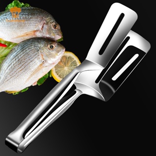 Stainless Steel Multipurpose Fish Frying Gripper Bread Clip Fried Steak  Clamp Barbecue Tongs Turner 
