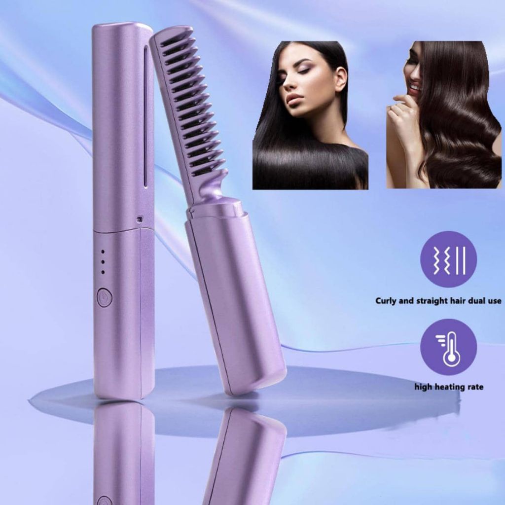 Rechargeable Portable Straight Hair Comb New Negative Ion Hair Care  Straight Hair Comb Student Magic Straight Hair Curly Portable travel curly  and