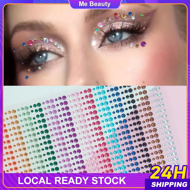 Rhinestone Pearl Sticker Eyebrow Face Sticker Diamond Makeup Face ...