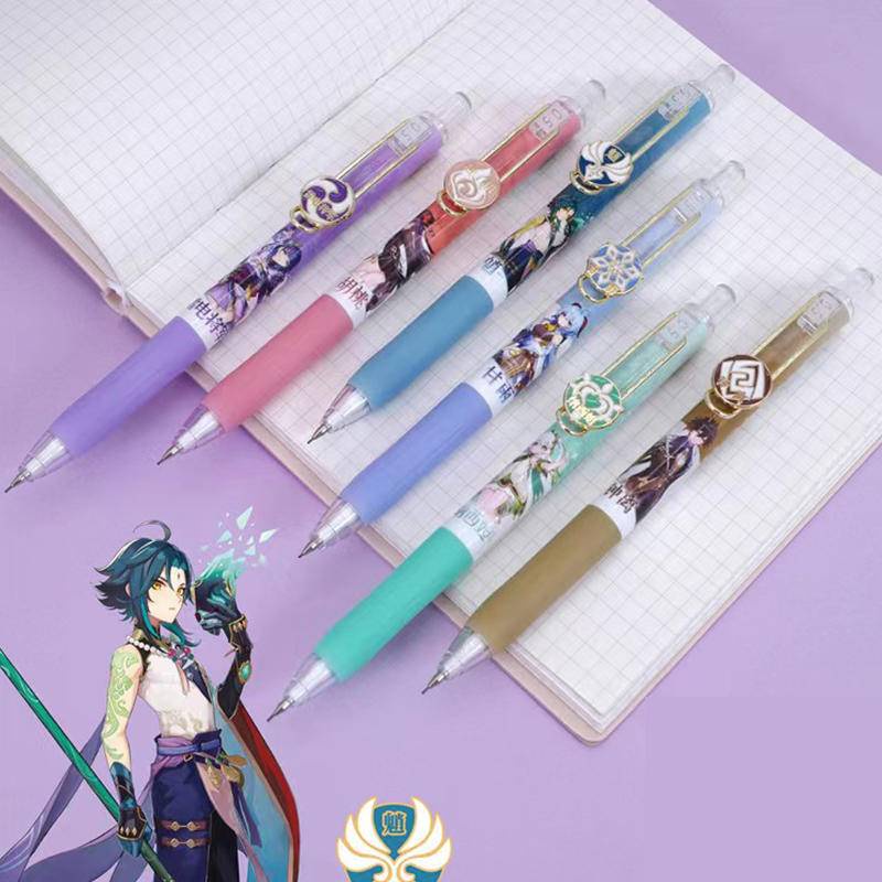 6 Pieces Genshin Impact Automatic Pencil Kawaii Game Raiden Shogun Hu ...