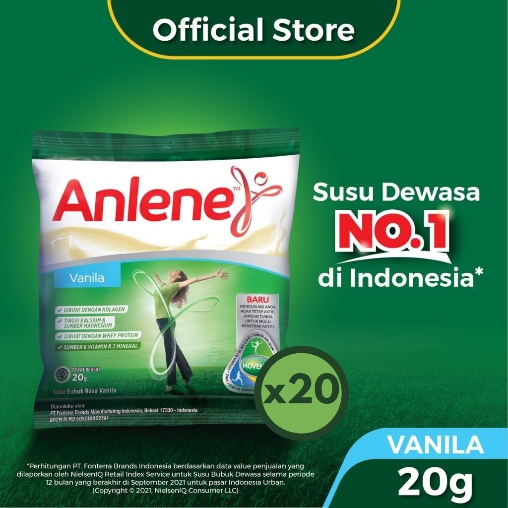 Anlene Vanilla Adult Milk Powder 20 x 20g Sachets - High Calcium ...