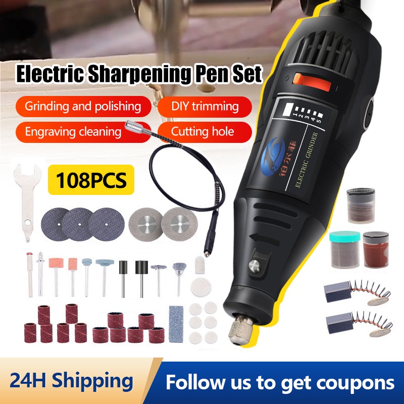 109 PCS Electric Drill Grinder Engraver Pen Electric Rotary Tool ...