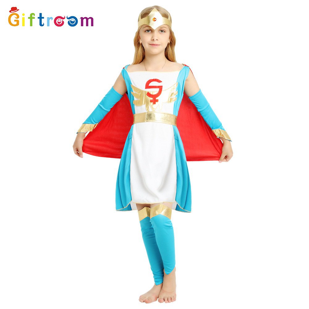 [0715]SHWZCOSG Ball Costume Egyptian Girl White and Blue Goddess