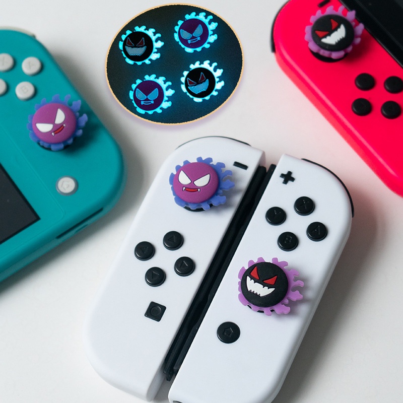 Gengar Luminous Thumb Grip Caps,Soft Silicone Joystick Cover Compatible  with Nintendo Switch OLED Switch Lite 4pcs