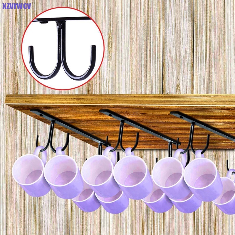 Under Shelf Cup Mug Holder Iron Hanging Storage Rack Organizer