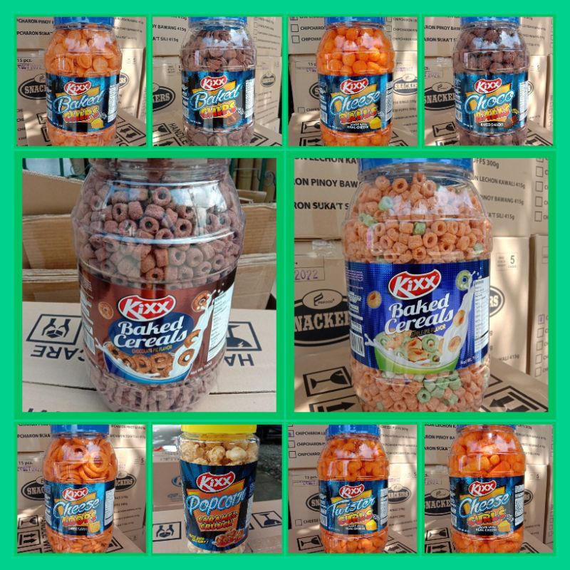 KIXX CHEESE CURLS, CHEESE BALLS, BAKED CHIPS, BAKED CEREALS, CHOCO