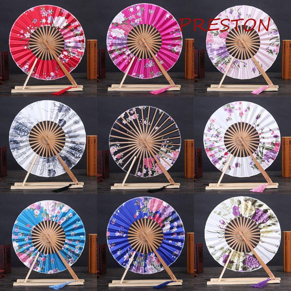 PRESTON Round Fan Summer Creative Gift Bamboo Craft Dance Performance ...