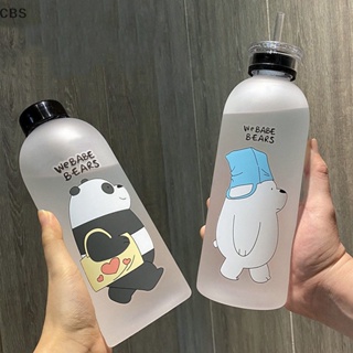 1L Water Bottles, Cute Panda Bear Cup With Straw, Transparent Cartoon Bottle,  Icy Glasses. 