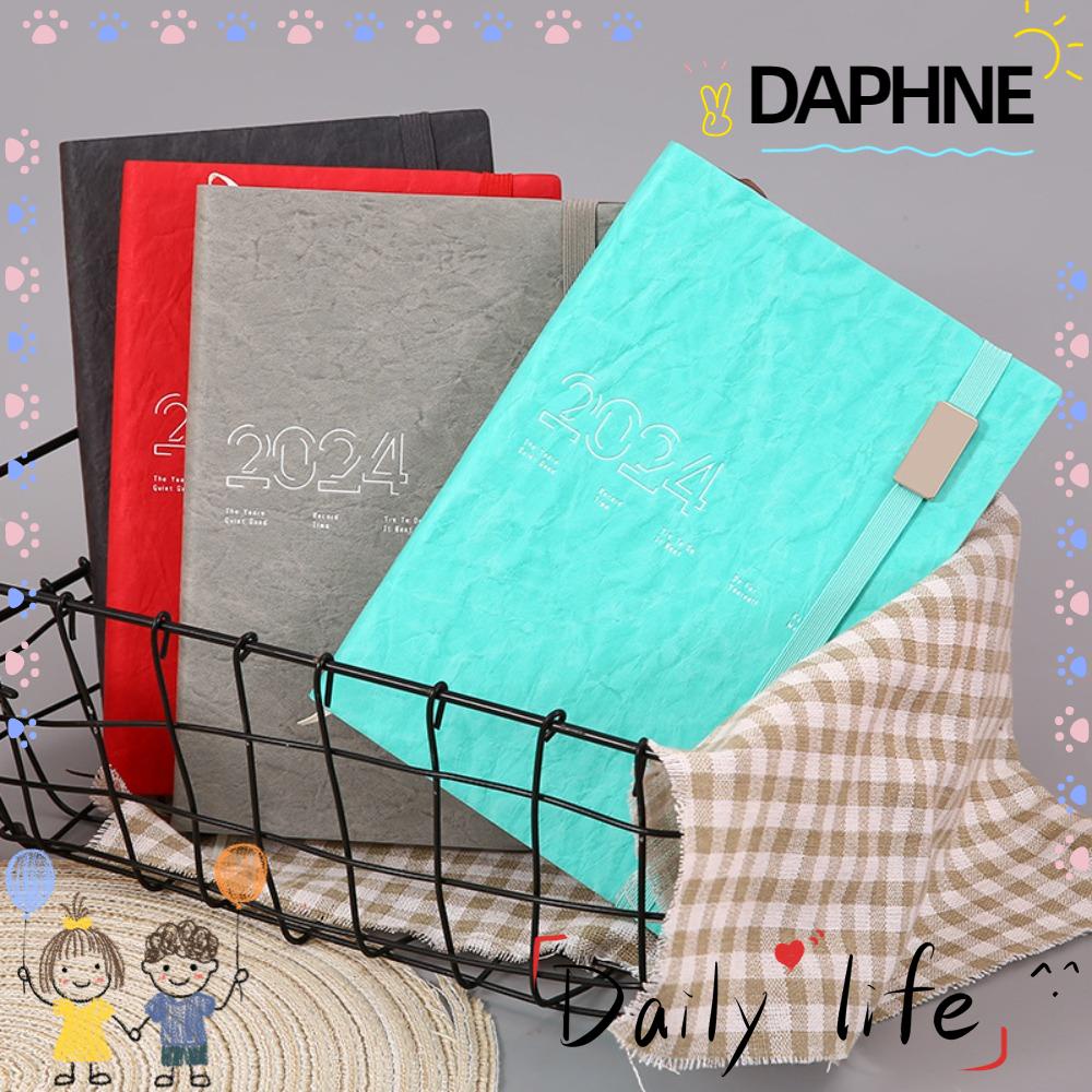 DAPHNE 2024 Agenda Book, PU Leather Stationery Calendar Book, A5 Daily