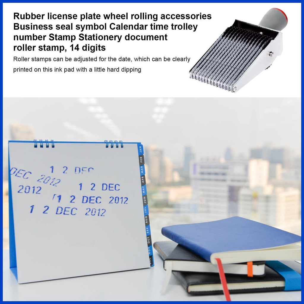 Digit Number Roller Stamps Date Stamper Dial Wheel 14 Digits Rubber