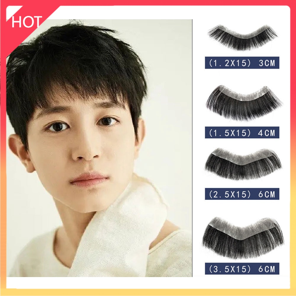 men wig human hair Men's forehead real hair replacement piece hair