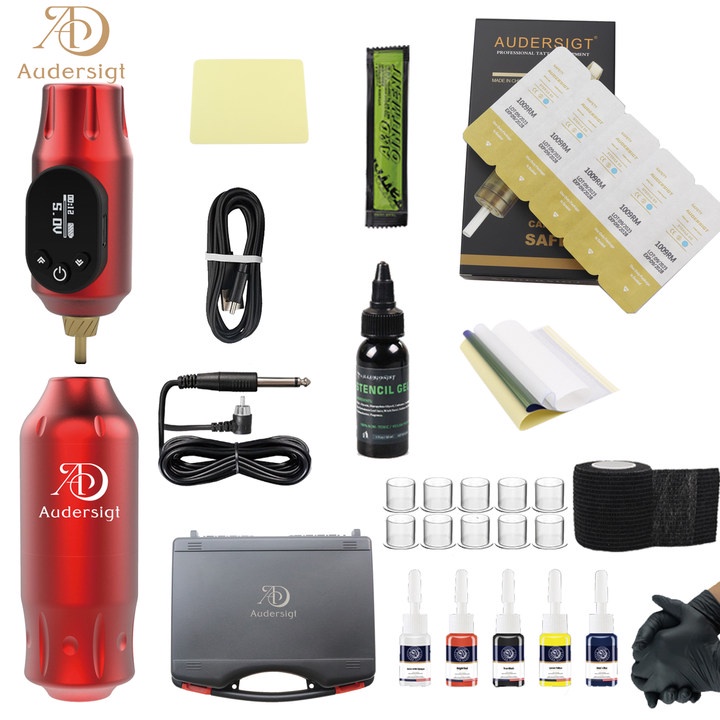 Complete Tattoo Machine Kits Protable Tattoo Pen Set with Mini Wireless ...