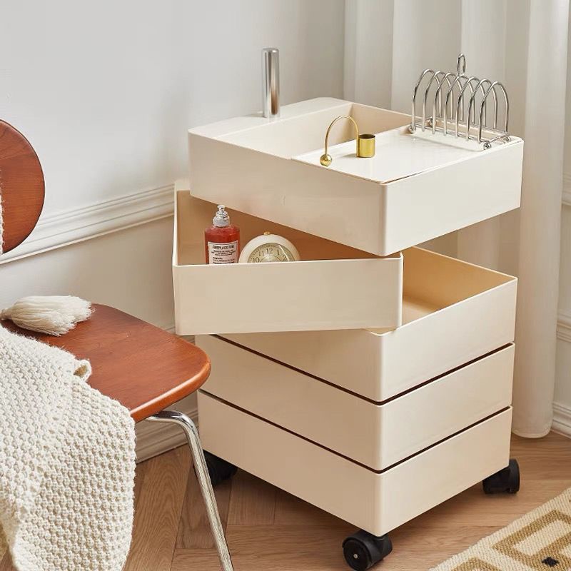 Storage trolley rotatable bedside table ins sofa side cabinet locker ...